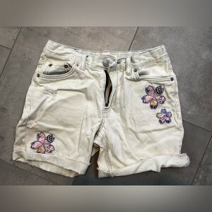 Levi’s white denim embroidered shorts 14